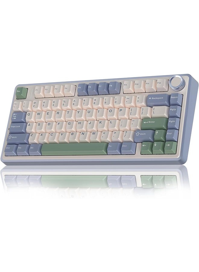 AULA F75 75% Wireless Mechanical Keyboard, Hot Swappable Creamy Keyboard, Pre-lubed Reaper Switches RGB Backlit Gaming Keyboards, 2.4GHz/Type-C/BT5.0(White & Green) - Image 1
