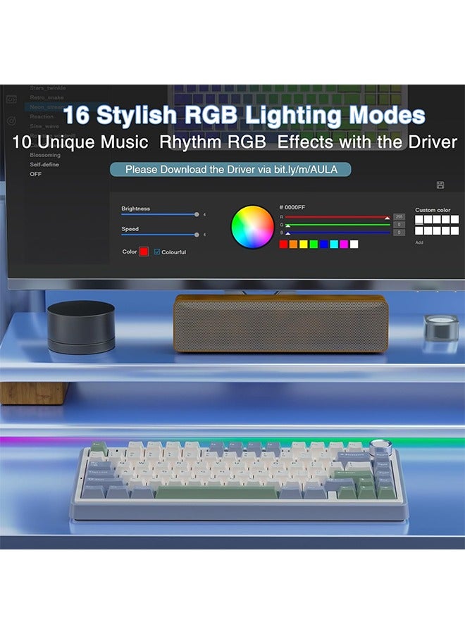 AULA F75 75% Wireless Mechanical Keyboard, Hot Swappable Creamy Keyboard, Pre-lubed Reaper Switches RGB Backlit Gaming Keyboards, 2.4GHz/Type-C/BT5.0(White & Green) - Image 4