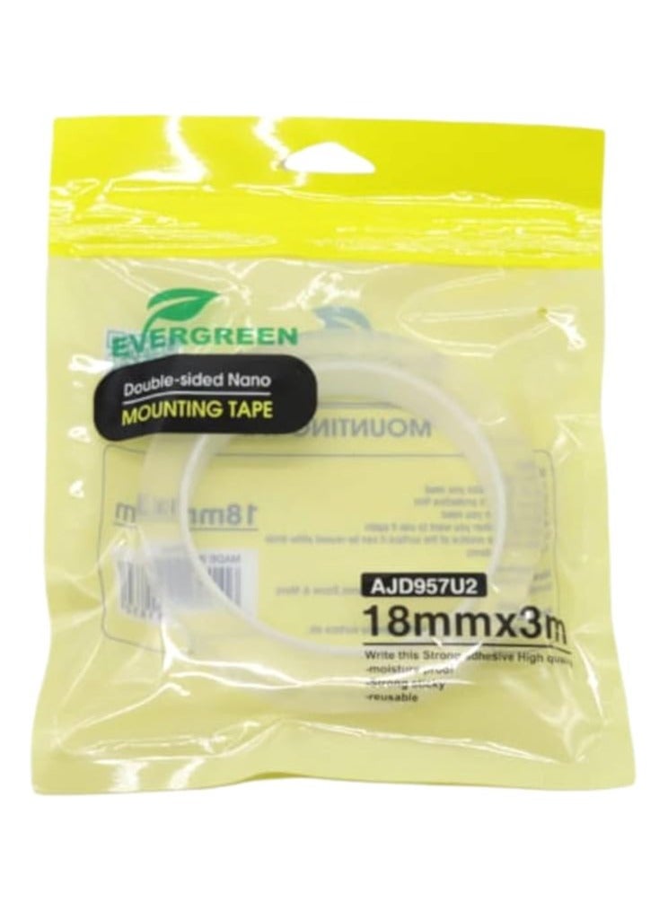 Generic Evergreen 18mm Double Sided Nano Mounting Tape 12mm x 3m - Clear 