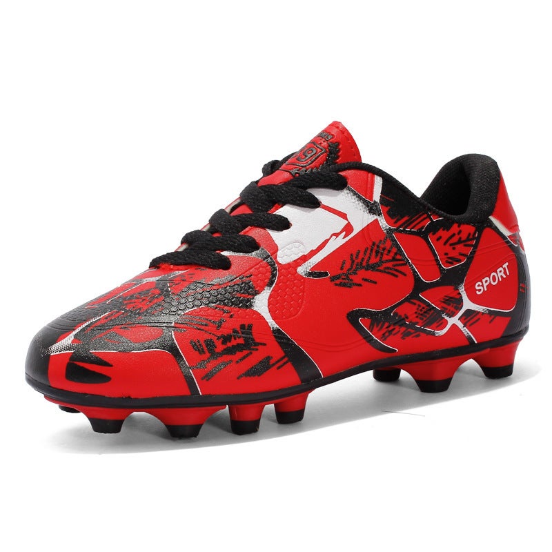 Unisex Soccer Cleats Low Top Leather Football Boots 163 red (spike)  - Image 1