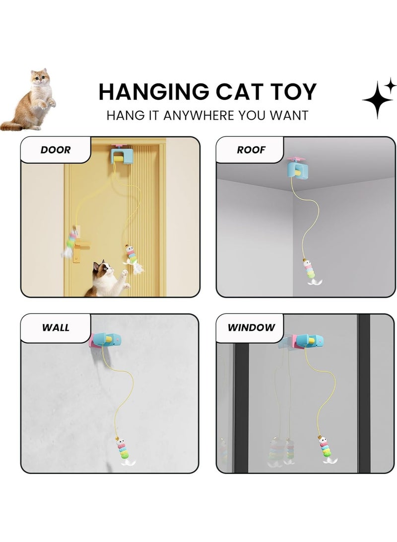 general Indoor Cat Interactive Automatic Toy - Electric Hanging Door Toy Features feathered plush caterpillar design Ideal for kittens Promotes playful chasing and exercise Interactive cat toy - Image 3