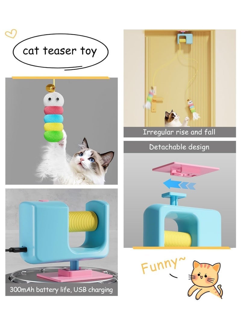 general Indoor Cat Interactive Automatic Toy - Electric Hanging Door Toy Features feathered plush caterpillar design Ideal for kittens Promotes playful chasing and exercise Interactive cat toy - Image 4
