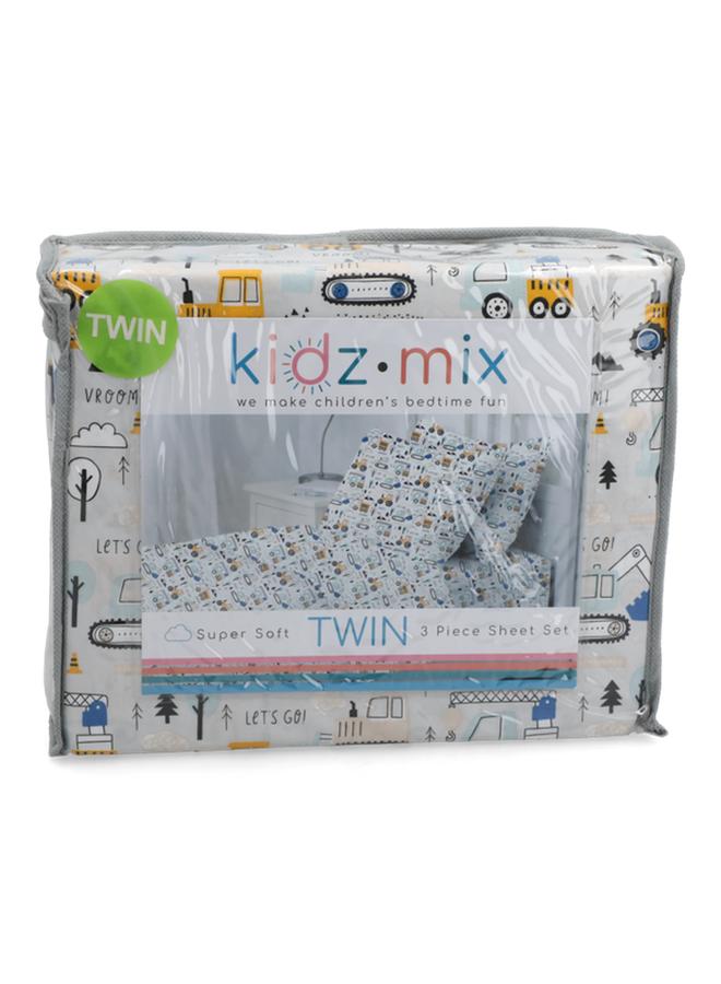 Kidz Mix 3-Piece Super Soft Collection Kids Bedsheet Set Assorted Color Twin Ktwin  - Image 4