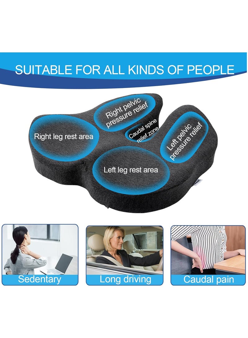 YelaJoy Soft Support Memory Foam Seat Cushion - Wide Cushion for Wide Hip Office Workers, Car Drivers - Sciatica,Tailbone Pain Relief,Office Chair Cushion & Car Seat Cushion, Darkgray - Image 2