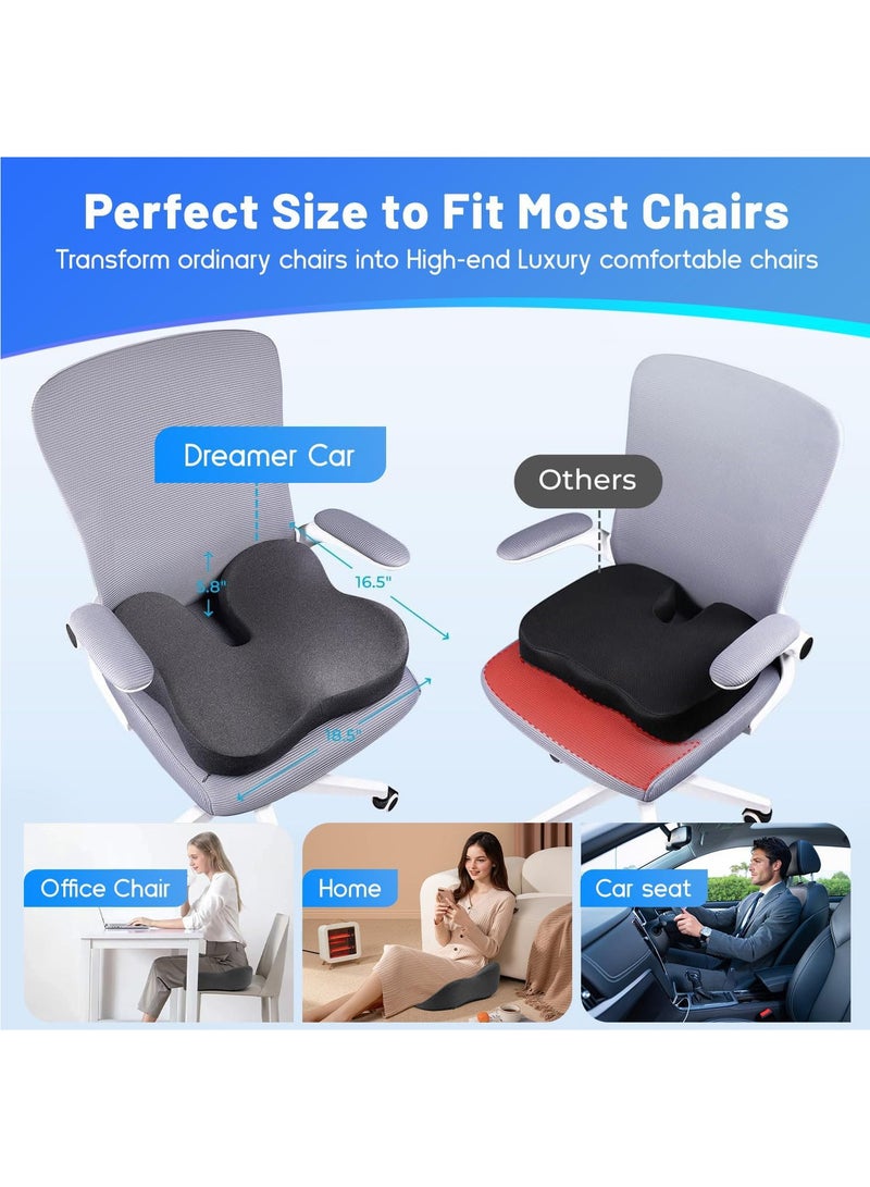 YelaJoy Soft Support Memory Foam Seat Cushion - Wide Cushion for Wide Hip Office Workers, Car Drivers - Sciatica,Tailbone Pain Relief,Office Chair Cushion & Car Seat Cushion, Darkgray - Image 3