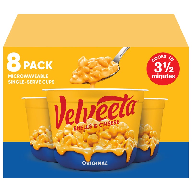 VelVeeta باستا قواقع و جبنة فيلفيتا الأصلية القابلة للميكروويف، علبة 8 قطع، أكواب 2.39 أونصة - Image 1