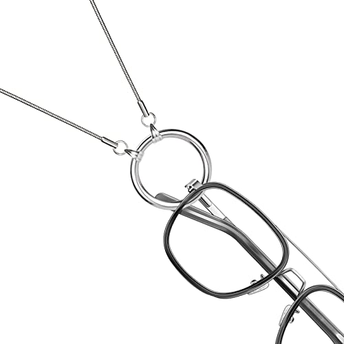 JOJOPANDA Glasses Necklace Eyeglass Holder Ring Chain Cord Sunglasses Strap Stainless Steel Polishing Loop, Snake Chain, Large - Image 2