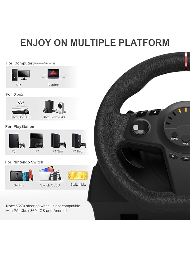 LOVNOV Gaming Racing Wheel 270 Degree Racing Steering Wheel With Pedals And Shifters Driving Force Sim Game Steering Wheel For Pc P3 P4 Xbox One Xbox Series X/S Switch - Image 5