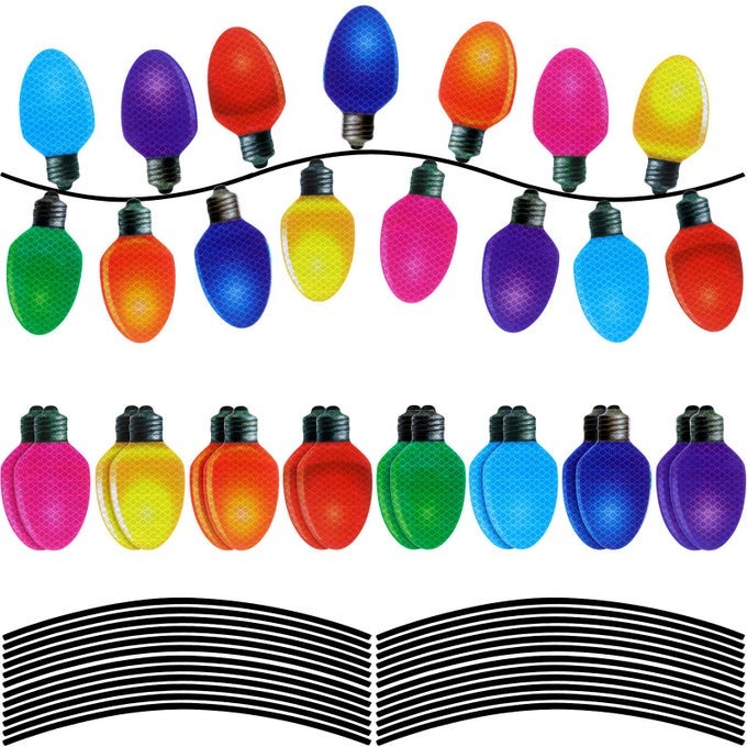 40 PIECES CHRISTMAS CAR REFRIGERATOR MAGNETS DECORATIONS DOOR GARAGE LIGHTS BULB SHAPED REFLECTIVE CHRISTMAS MAGNETS ORNAMENTS WITH FILAMENT SHAPE DECALS XMAS HOLIDAY ACCESSORIES