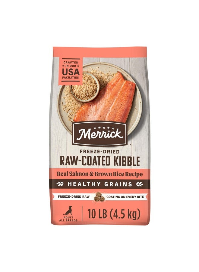 Merrick Healthy Grains Freeze Dried Raw Coated Kibble, Natural High Protein Dog Food, Salmon and Brown Rice - 10.0 lb. Bag - Image 1