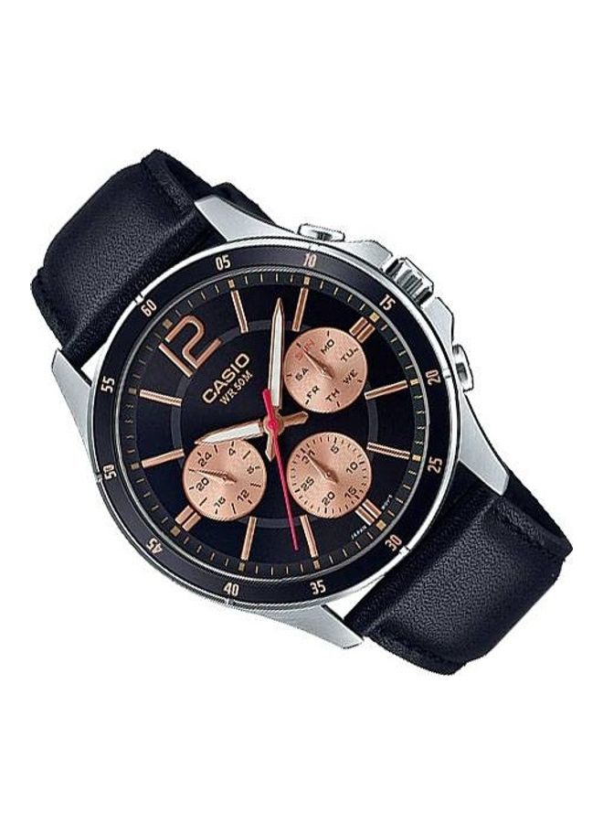 كاسيو ساعة يد بعقارب مقاومة للماء وبقرص مستدير وسوار من الجلد طراز Mtp-1374L-1A2 رجال - Image 2