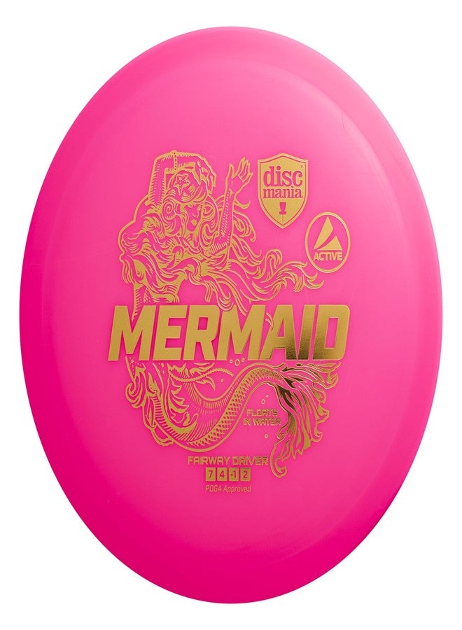 Discmania Active Base Mermaid - Fairway Disc Golf Driver - Floats in Water - Easy to Throw & Great for Beginner Players - Straight Flying - Starter Disc Golf Accessories (160g-164g - Pink) - Image 1
