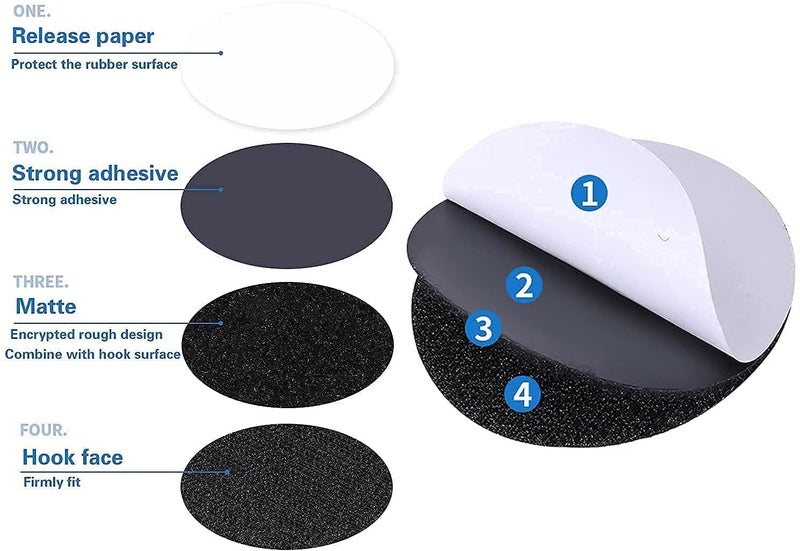 TRICWELL TRICWELL Round Velcro Tape Dots Multipurpose Self Adhesive Double Sided Anti Curling Interlocking Hook Tape Stickers for Carpets Mats Rugs Bed Sheets Pillows Sofa Mattress Couch Blankets Pack of 30  - Image 3