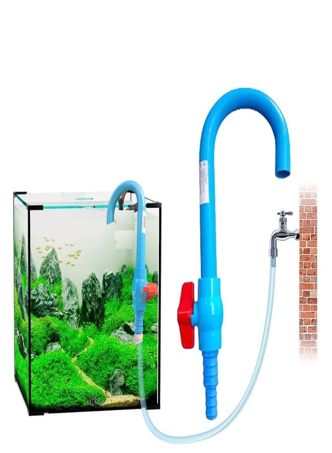 VAYINATO® Aquarium Water Filling J-Pipe | Easy to Hold The Pipe on The Tank | Plastic (Blue) by Petzlifeworld - Image 1