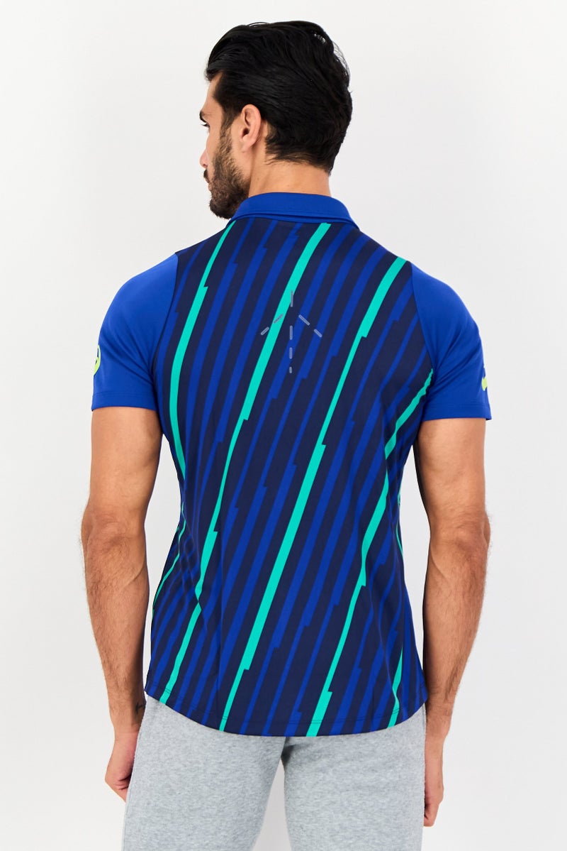 asics تي شيرت بولو تنس قصير الأكمام للرجال، متعدد الألوان - Image 2