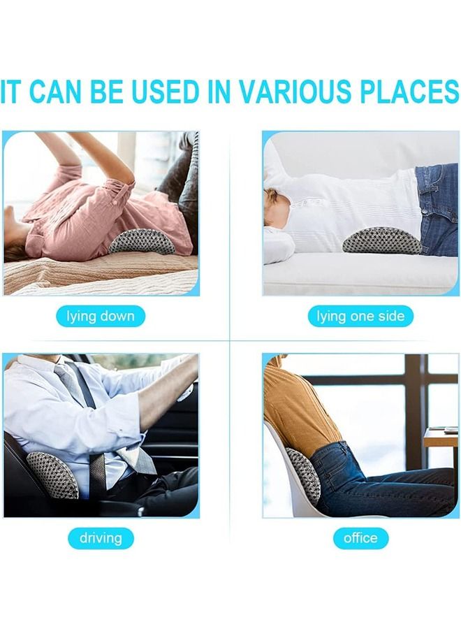 Lumbar Support Pillow, Memory Foam Lumbar Pillow for Low Back Pain Relief, Ergonomic Streamline Lumbar Pillow for Car Seat/Office Chair/Recliner/Bed (Grey)
