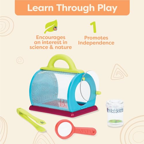 B. Toys ألعاب ب. – مجموعة صيد الحشرات بوج بنغالو مع حقيبة شبكية، حاوية مكبرة، ملقط ومكبر – ألعاب تعليمية خارجية للأطفال – مجموعة استكشاف الطبيعة للأطفال من 3 سنوات فما فوق - Image 3
