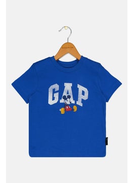 GAP Gap x Disney Toddlers Boy Graphic Print Short Sleeve T-Shirt, Admiral Blue  - Image 1