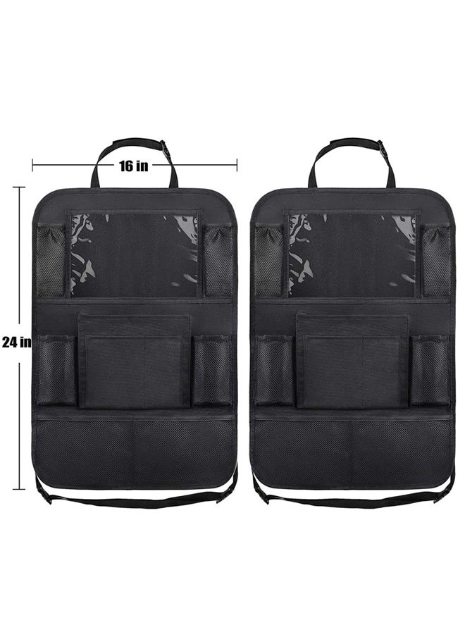 Generic - Backseat Car Organizer, Kick Mats Back Seat Protector with Touch Screen Tablet Holder, Back Seat Organizer for Kids with 9 Storage Pockets, Travel Accessories (2 Pack, Black) - Image 1
