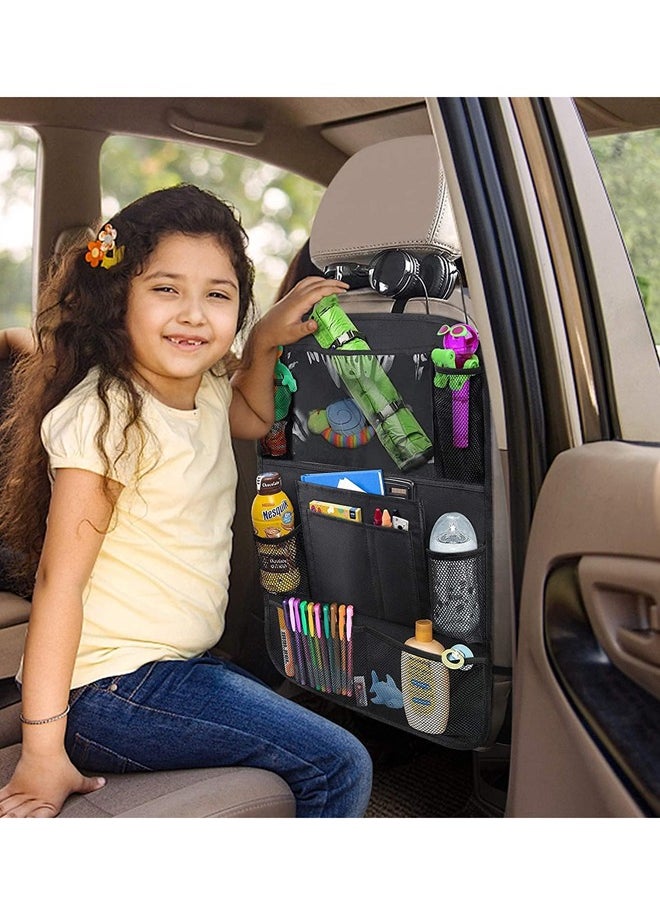 Generic - Backseat Car Organizer, Kick Mats Back Seat Protector with Touch Screen Tablet Holder, Back Seat Organizer for Kids with 9 Storage Pockets, Travel Accessories (2 Pack, Black) - Image 1