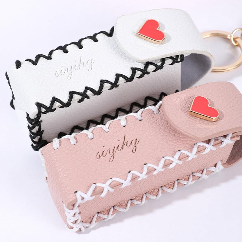 Portable Leather Lipstick Bag Makeup Pouches Lip Balm Bag Keychain Holder Lipsticks Protective Covers Bag Decoration - Image 4