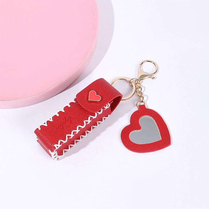 Portable Leather Lipstick Bag Makeup Pouches Lip Balm Bag Keychain Holder Lipsticks Protective Covers Bag Decoration - Image 3