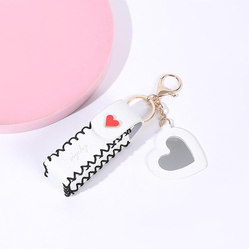 Portable Leather Lipstick Bag Makeup Pouches Lip Balm Bag Keychain Holder Lipsticks Protective Covers Bag Decoration - Image 5