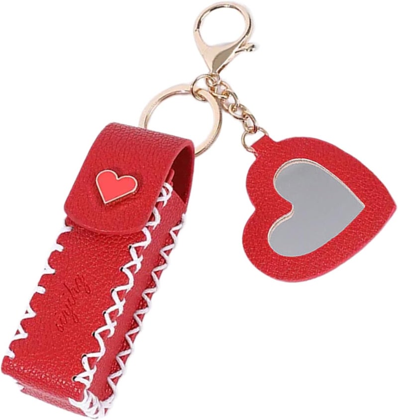 Portable Leather Lipstick Bag Makeup Pouches Lip Balm Bag Keychain Holder Lipsticks Protective Covers Bag Decoration - Image 1