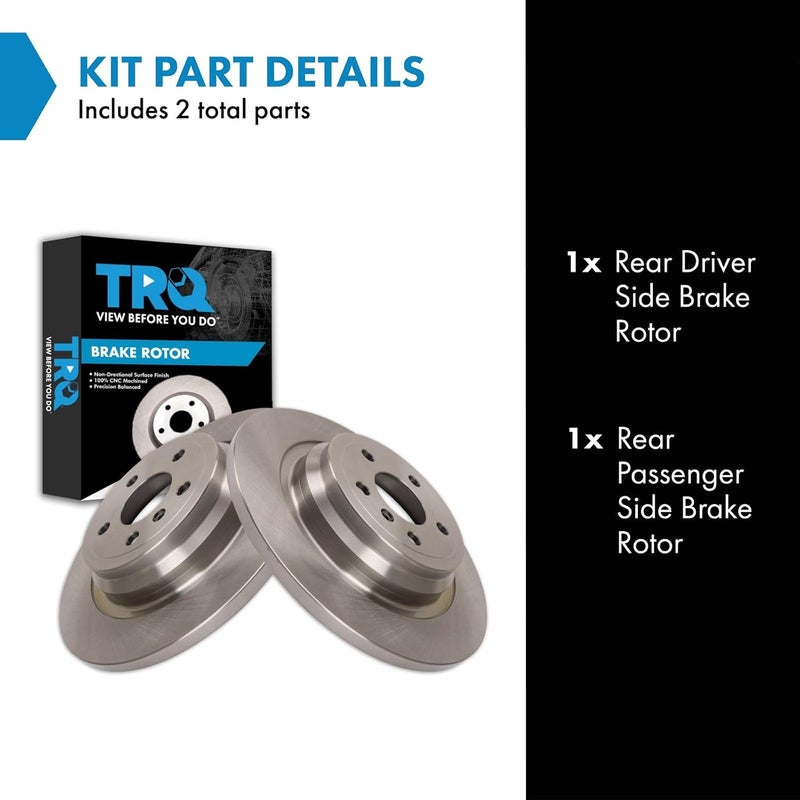 TRQ Rear Brake Rotor Set Solid Compatible with 2016 Mercedes-Benz GLE300d 2016-2018 GLE350 2015 ML250 2012 ML350 - Image 2