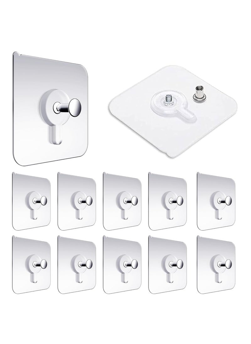 Misamo Enterprise Misamo Enterprise Wall Hooks Without Drilling Waterproof Hooks for Bathroom Shower Kitchen Keys Door Outdoor Home Improvement Utility Hook Pack of 10 Photo Frame Hook Clear Stainless Steel  - Image 1