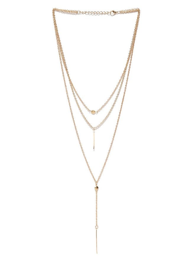 OOMPHelicious Jewellery Set of 2 Gold Tone Link Chain Lock Multi Layer Necklaces for Women & Girls - Image 2