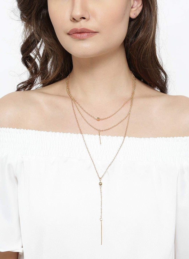 OOMPHelicious Jewellery Set of 2 Gold Tone Link Chain Lock Multi Layer Necklaces for Women & Girls - Image 4