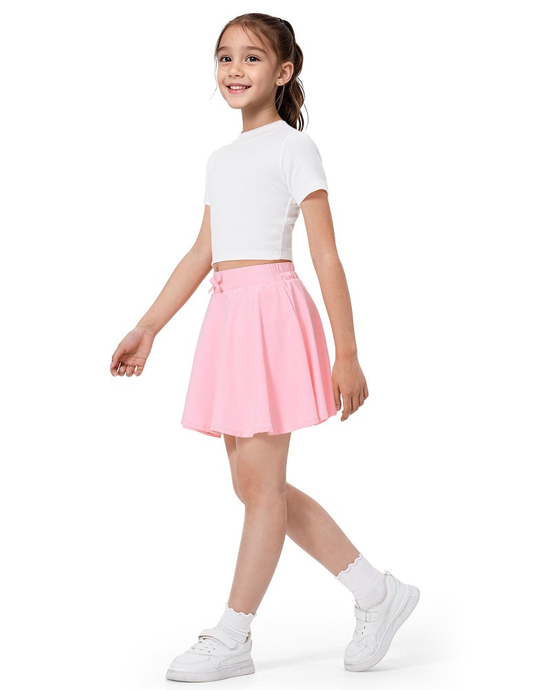 BOOPH Girls Skirts Kids Casual Mini Skorts Toddler Athletic Uniform Skirts with Pockets Pink 7-8 Years - Image 4