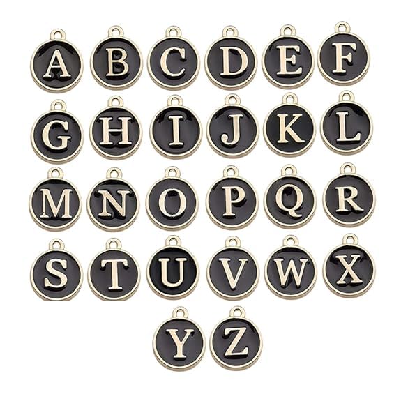 9Carat Black Double Side Alphabet Charm Pendant - Image 1