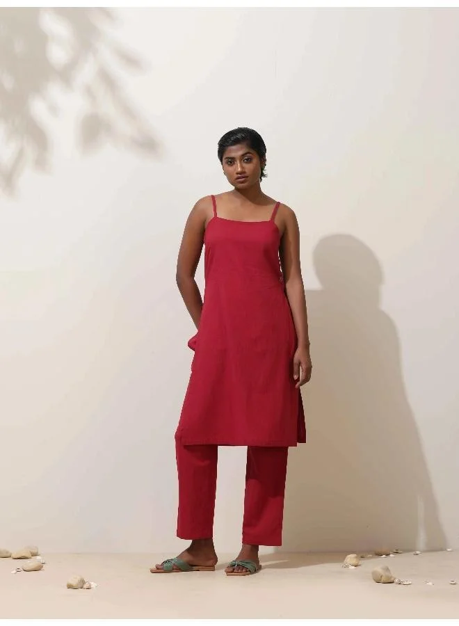 trueBrowns trueBrowns Maroon Cotton Kurta Co-Ord Set