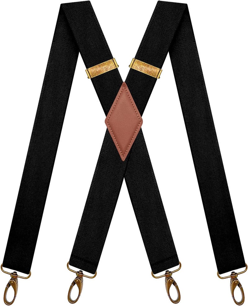 AYOSUSH Vintage Suspenders for Men Heavy Duty 4 Snap Hooks for Belt Loops Adjustable X Back - Image 1