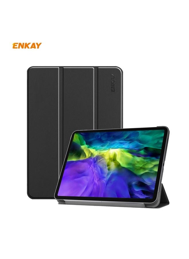 HuHa Case Cover For iPad Pro 11 2022 / 2020 / 2021 ENKAY ENK-8001 Denim Pattern Horizontal Flip Leather Smart Tablet Case with Holder Black 