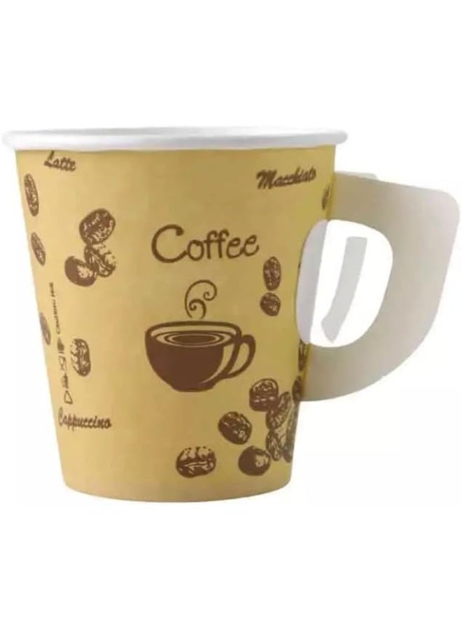 Disposable Paper Cups for Hot and Cold Beverage with Handle 7 Oz- 50pcs - Image 1