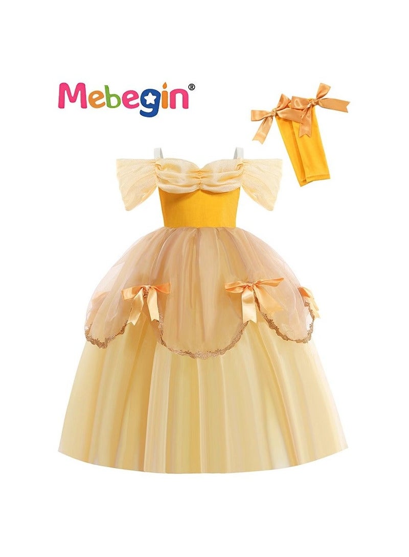 MEBEGIN Girls Princess Costumes Princess Tulle Dress Role Play Costumes with Accessories - Image 1