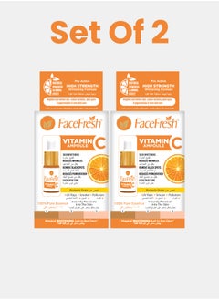 Face Fresh Set of 2 Vitamin C Ampoule Face Serum - Hyaluronate & Niacinamide, Reduces Dark Spots & Discoloration, Brightens & Improves Skin Texture, For All Skin Types 5ml 