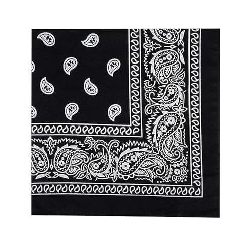 DIKHAWA Unisex Soft Breathable Cotton Paisley Printed Cowboy Bandanas,Headband,Scarf (BLACK_50CM X 50CM_Pack of 1) - Image 1