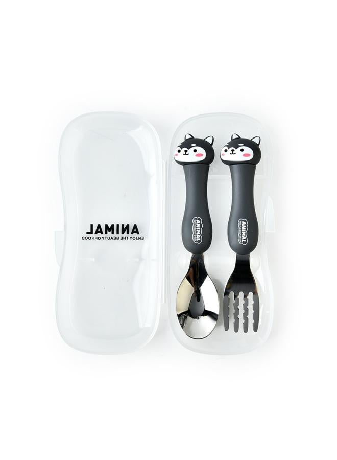 Cartoon 304 Stainless Steel Children's Tableware Set Animal Two-piece Gift Portable Student Fork And Spoon Combination