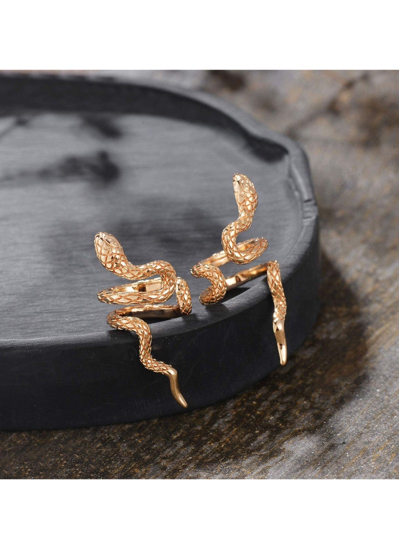 KASTWAVE Personality Creative Gold Earrings, KASTWAVE Cool Golden Snake Ear Clips,Plated Non Pierced Ear Cartilage Clip, Thick Handmade Snake Wrap Hoop, Delicate Ear Cuff Earring for Women - Image 4