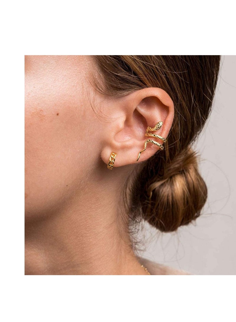 KASTWAVE Personality Creative Gold Earrings, KASTWAVE Cool Golden Snake Ear Clips,Plated Non Pierced Ear Cartilage Clip, Thick Handmade Snake Wrap Hoop, Delicate Ear Cuff Earring for Women - Image 3