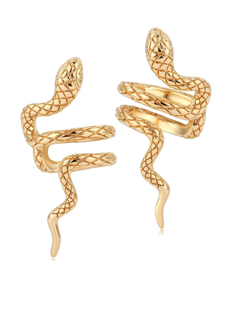 KASTWAVE Personality Creative Gold Earrings, KASTWAVE Cool Golden Snake Ear Clips,Plated Non Pierced Ear Cartilage Clip, Thick Handmade Snake Wrap Hoop, Delicate Ear Cuff Earring for Women - Image 1