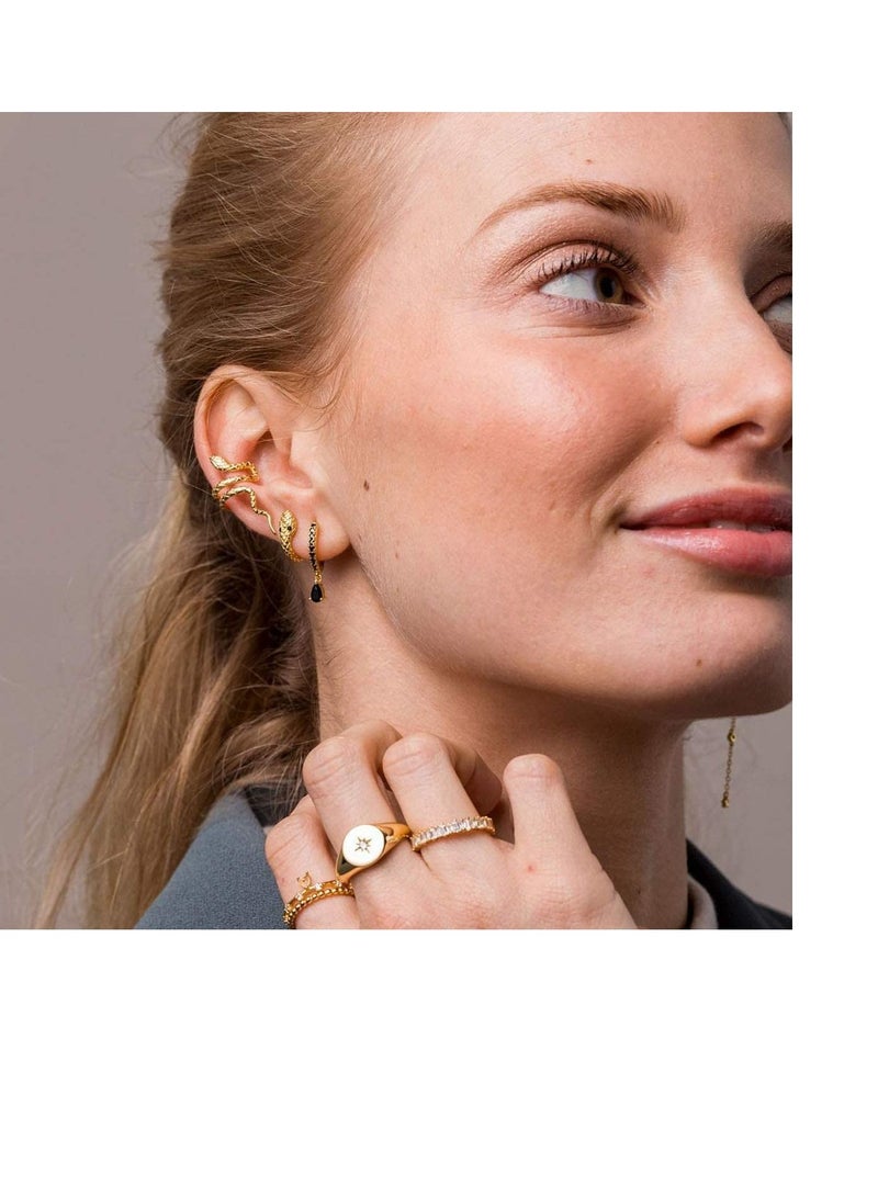 KASTWAVE Personality Creative Gold Earrings, KASTWAVE Cool Golden Snake Ear Clips,Plated Non Pierced Ear Cartilage Clip, Thick Handmade Snake Wrap Hoop, Delicate Ear Cuff Earring for Women - Image 2