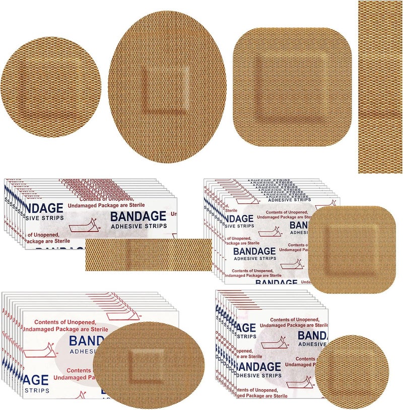 Geiserailie 200 Pcs Adhesive Small Spot Bandages Bulk Fabric Oval Flexible Adhesive Nose Face Bandages with Non Stick Pad Round Oval Square Strip for Skin Wound Care - Image 1