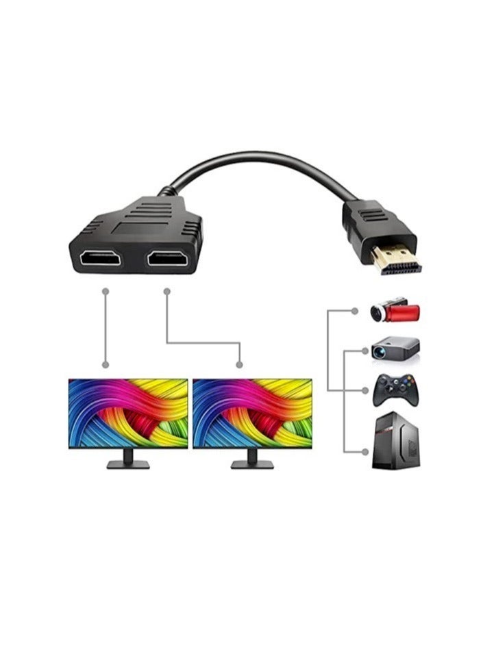 DUSALA 1080p Hdmi Male to Dual Hdmi Female 1 to 2 Way Hdmi Splitter Cable Adapter Converter for DVD Plays PS3 HDTV LCD Monitor and Projectors Signal One in Two Out - Image 3