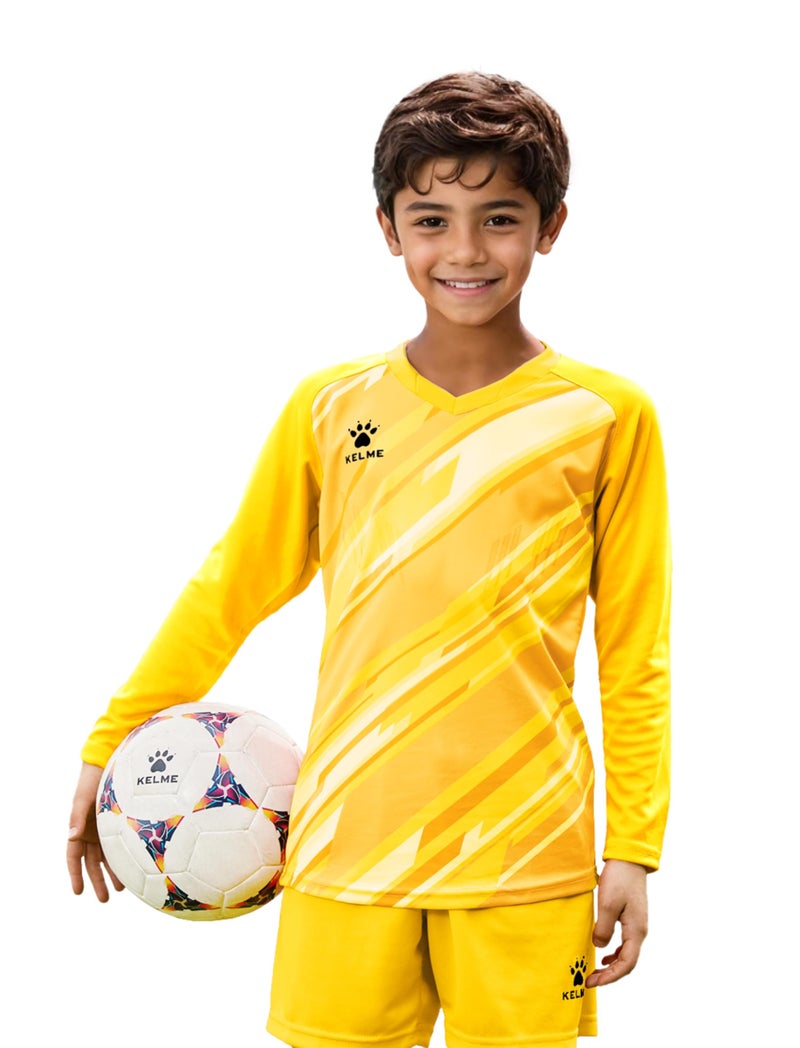 KELME Kids Goalie Shirt,Goalkeeper Jersey Padded Long Sleeve Soccer Football Training Uniform for Youth,Yellow Kid Size 10 - Image 1