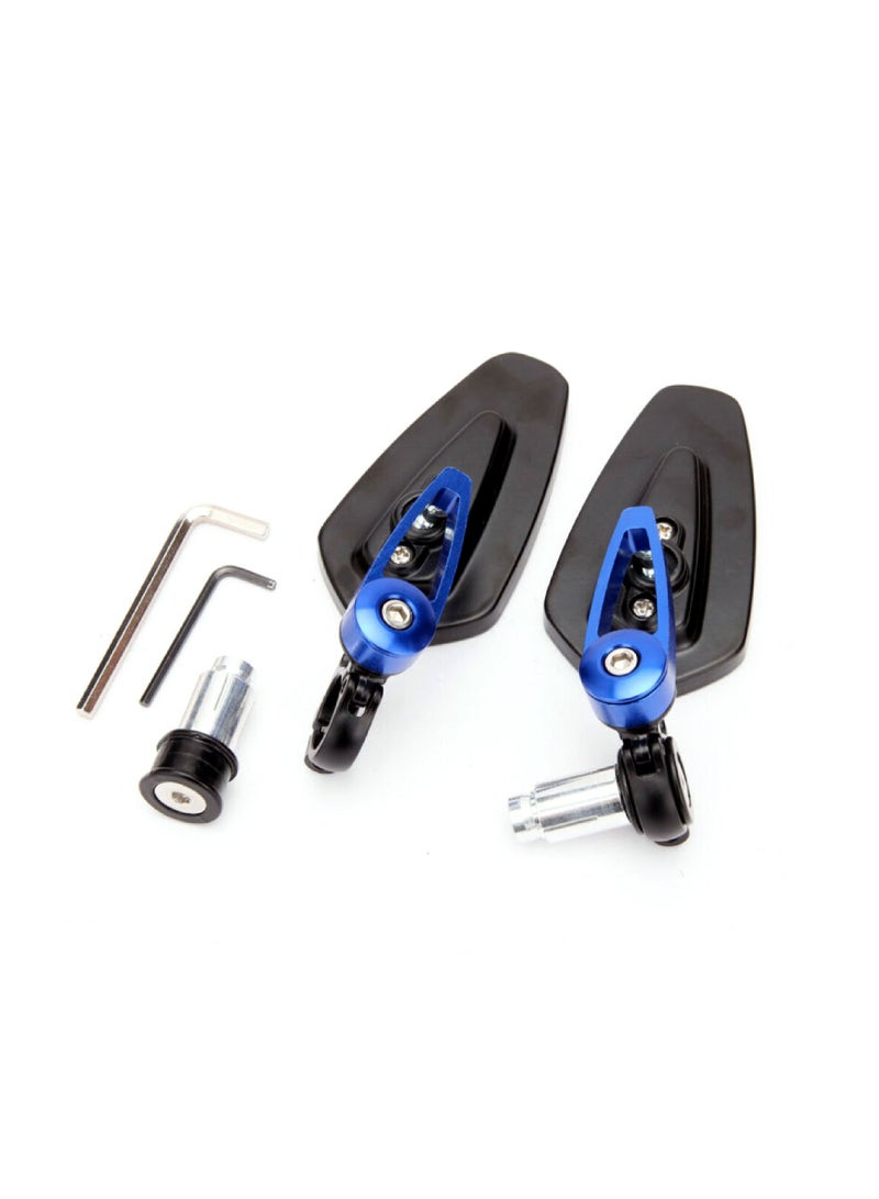 Generic Pair of Motorcycle Handle Bar End Aluminum Rear View Side Mirror Blue  - Image 3